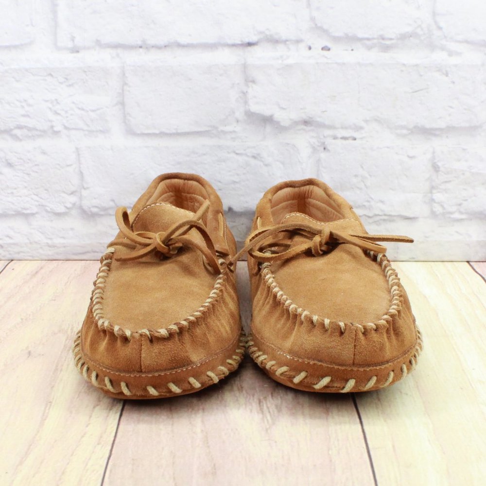 LL Bean Brown Suede Camp Moccasin Wicked Good Slippers Size 10 M - Picture 4 of 10